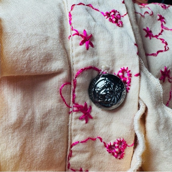 Versace Jeans Collection Peach Embroidered Ruffle Button-Down Top - Picture 8 of 11